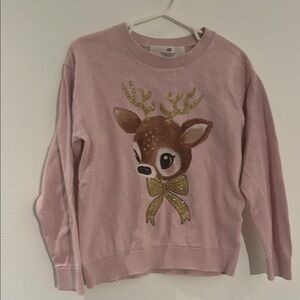 H&M Pink Sweater with Reindeer Design